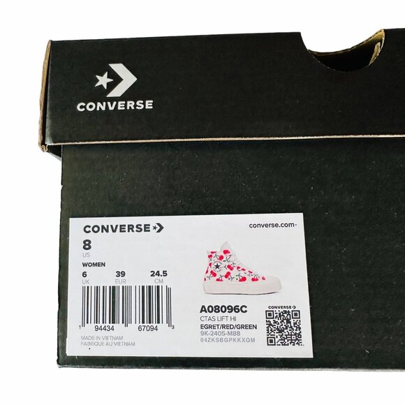 ⭐Converse Ctas Lift Platform Cherries Sz 8 Women Shoes Egret Red Sneaker A08096C - Picture 9 of 12